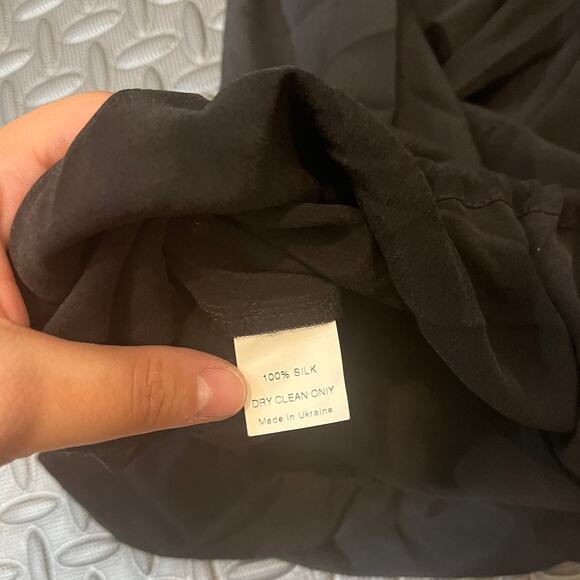 Poustovit silk top dress black mini collar womens size 6‎ - Picture 3 of 6